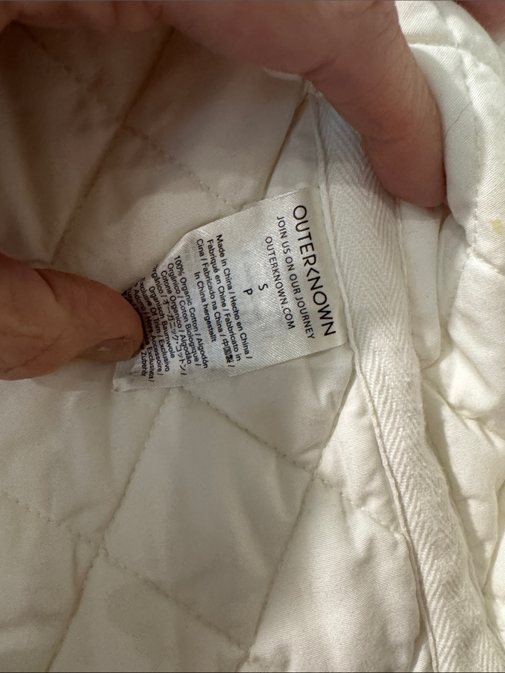 Outerknown Cream Quilted Collarless Puffer Jacket - Picture 3 of 5